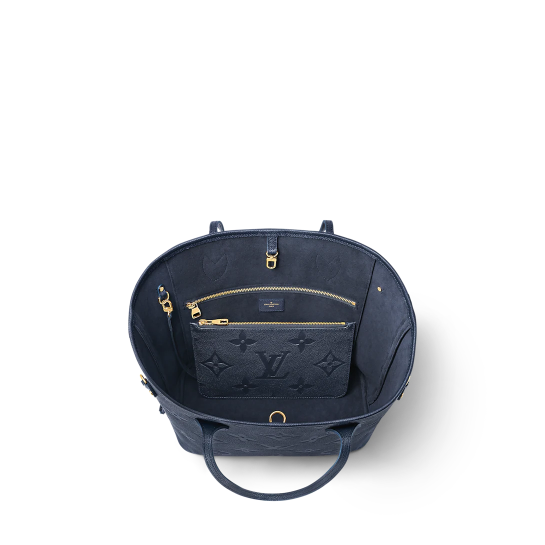 Louis Vuitton Neverfull Mm Navy And White With Pink Interior Louis