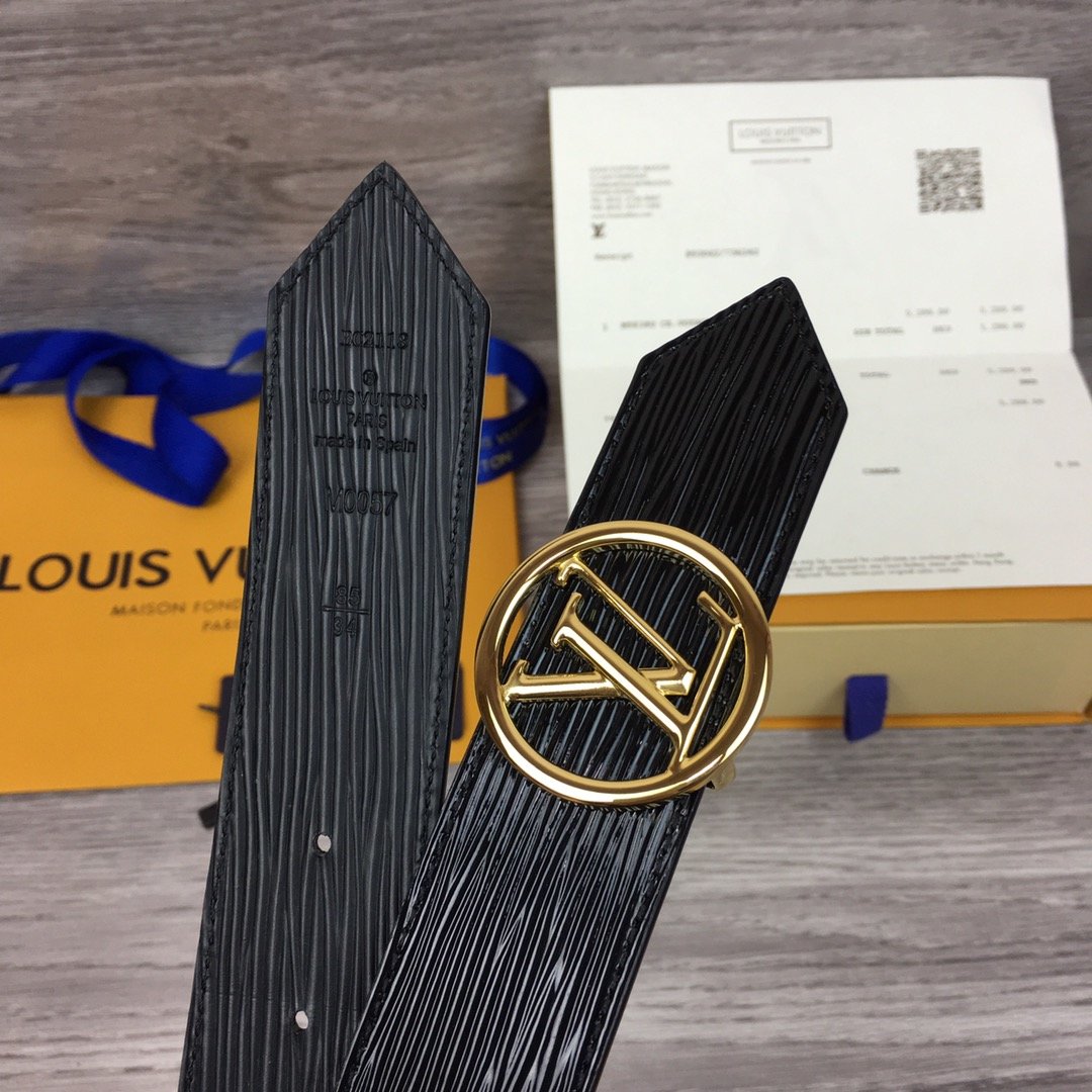 Twist leather belt Louis Vuitton Black size 80 cm in Leather