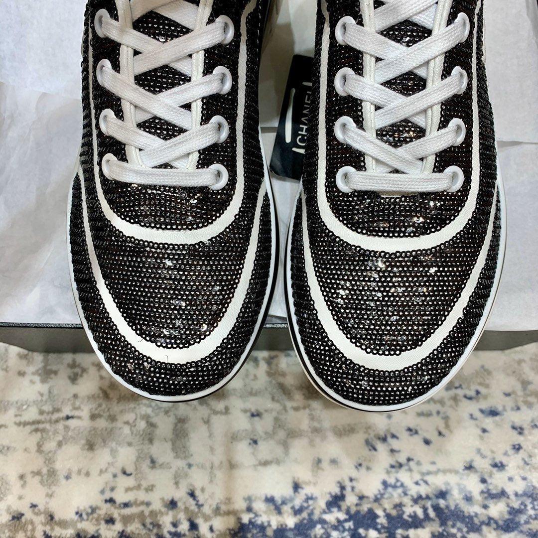 CHANEL　シャネル　レザー　エスパドリーユ　白黒　２５cm Chanel sneakers - E-SEVEN STORE