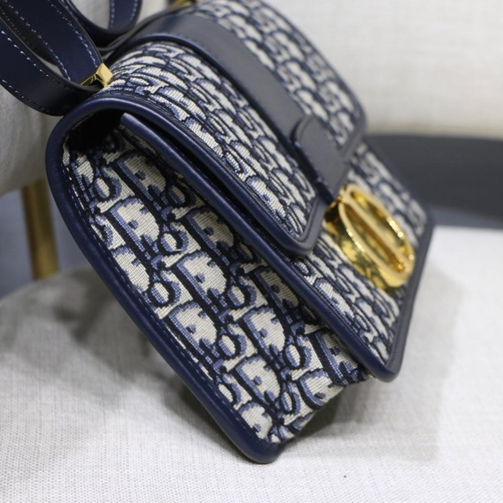 CHRISTIAN DIOR Oblique 30 Montaigne Flap Bag Blue 1238529