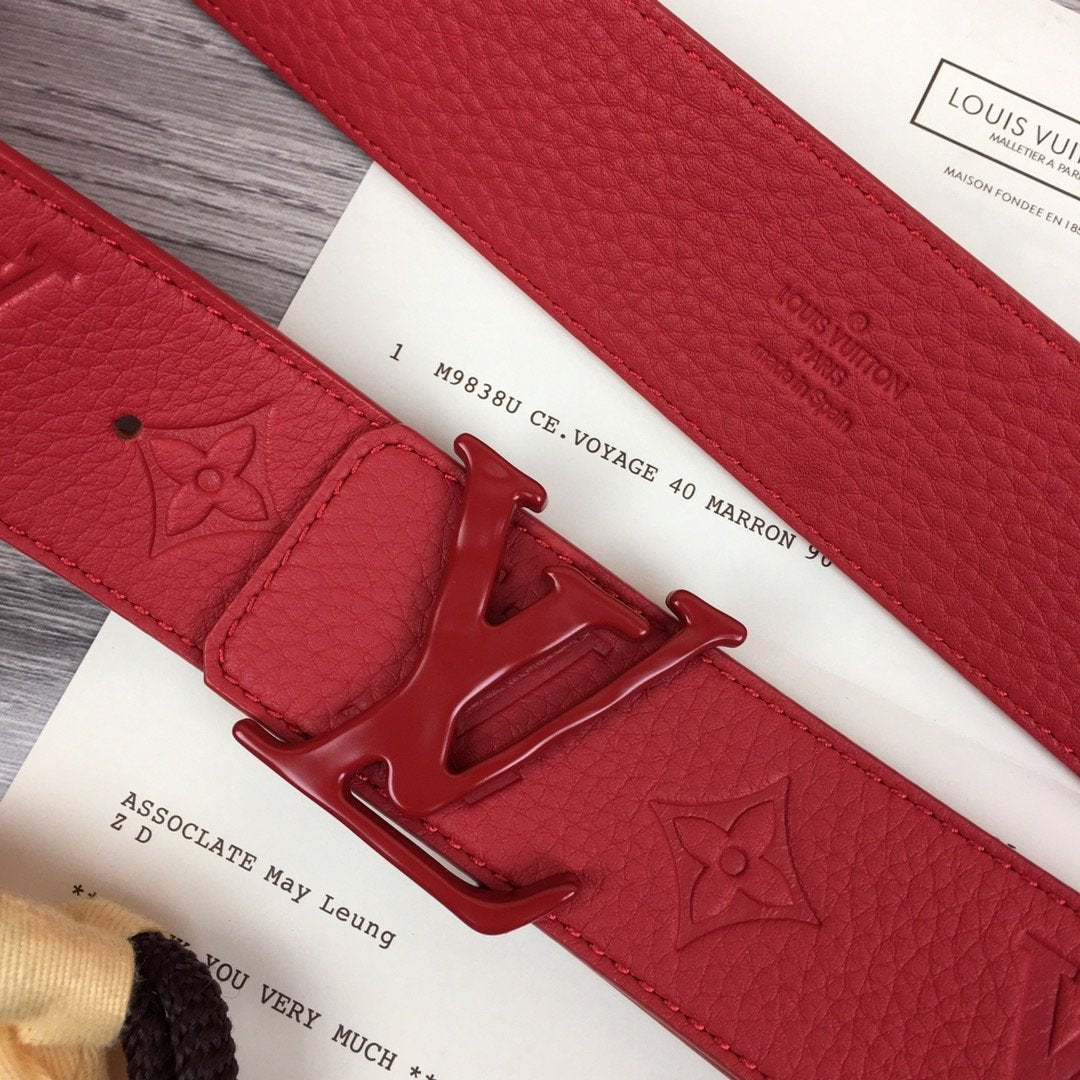 LOUIS VUITTONレッドレザーベルト Louis Vuitton Initiales Red Leather Belt – www.Lukes.store