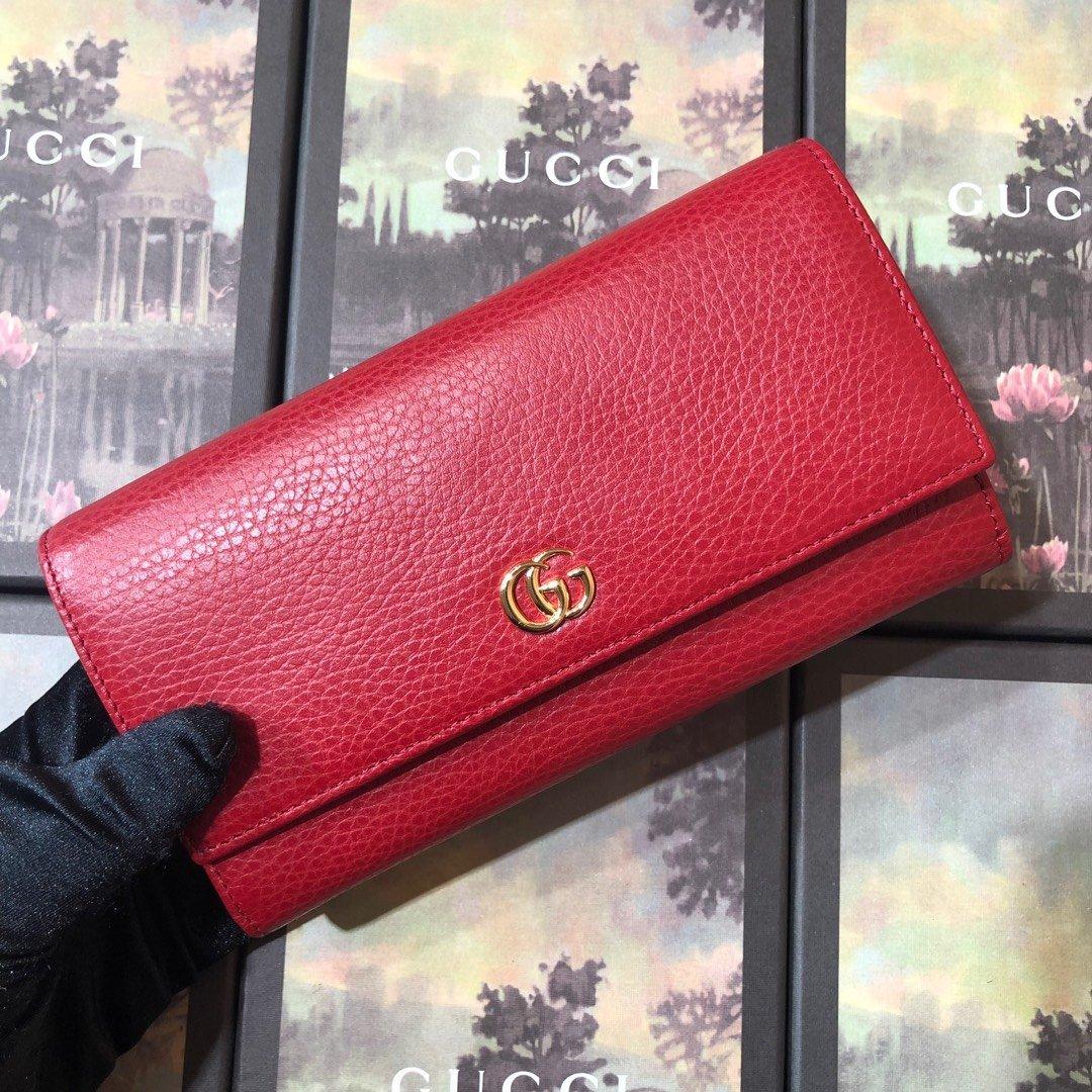 Gucci Leather Continental Wallet Red Wallets