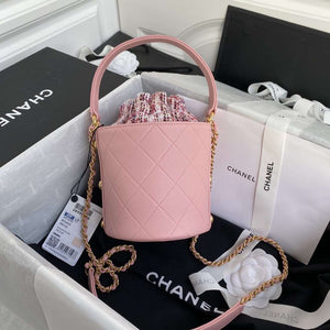 Chanel 2020 Tweed Soul Bucket Bag Pink