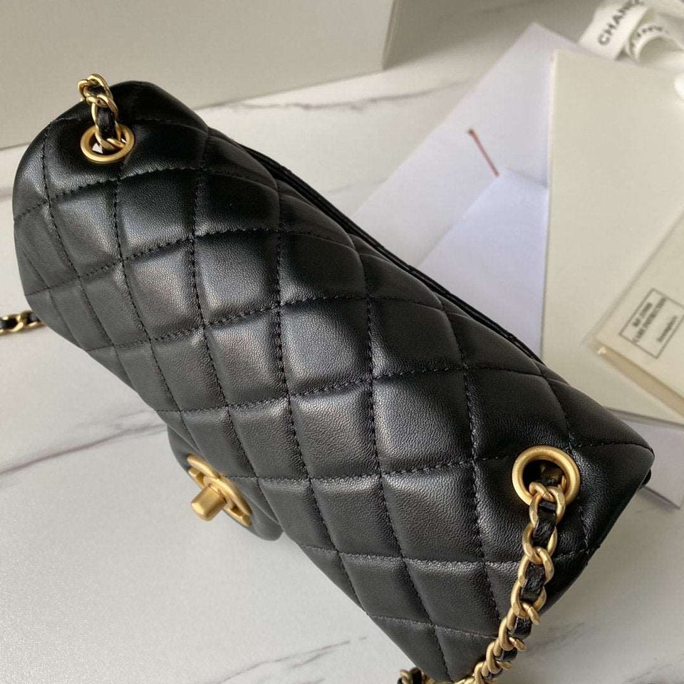 Chanel Flap Bag Lambskin Quilted Mini Rectangular Flap black