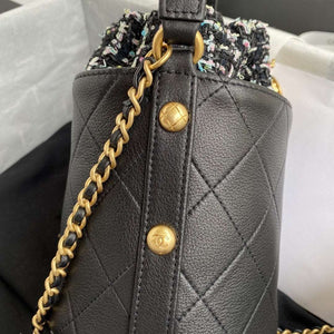 Chanel 2020 Tweed Soul Bucket Bag Black