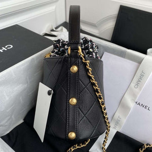 Chanel 2020 Tweed Soul Bucket Bag Black