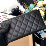 Chanel caviar quilted Classic zip pouch