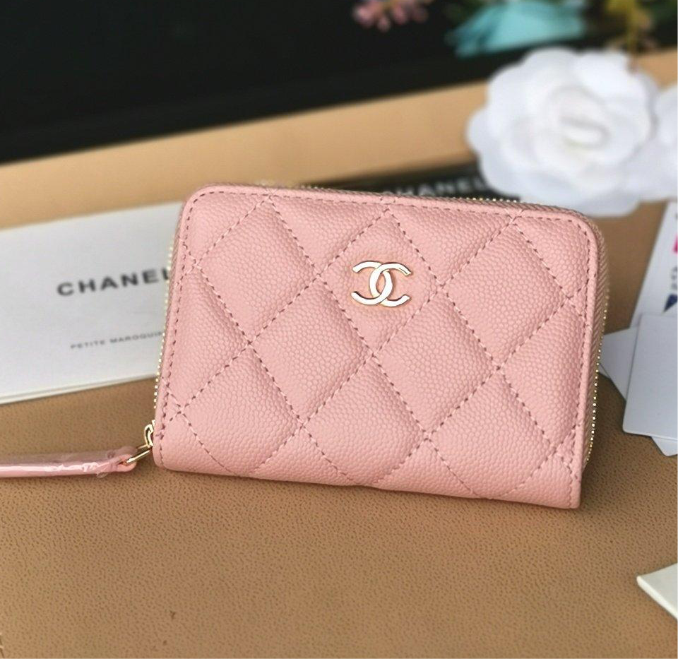 Chanel Navy Wallet Pink