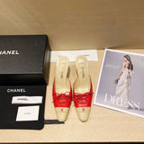 CHANEL CC LOGO MULES SHOES SLIDES 40 1/2