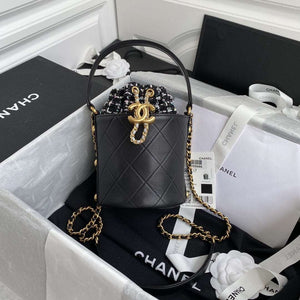 Chanel 2020 Tweed Soul Bucket Bag Black