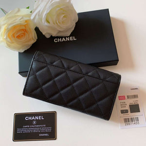 Chanel caviar quilted gusset flap Wallet