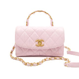 Chanel Mini Flap Bag Pink with too handle