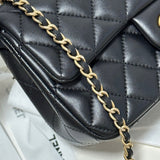 Chanel Flap Bag Lambskin Quilted Mini Rectangular Flap black