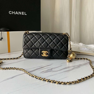 Chanel Flap Bag Lambskin Quilted Mini Rectangular Flap black