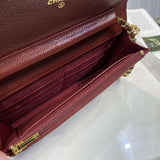 chanel Classic Wallet on chain Burgundy caviar