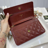 chanel Classic Wallet on chain Burgundy caviar