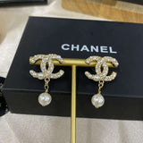 CHANEL CRYSTAL PEARL DROP EARRINGS