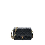 CHANEL 23C MINI FLAP BAG WITH CC LOGO CHAIN GRAINED CALFSKIN BLACK