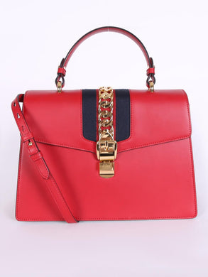 Gucci GG Sylvie Leather Medium Top Handle Bag