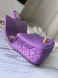 Flap Bag Lambskin Quilted Mini Rectangular Flap Purple