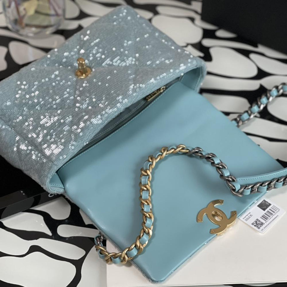 Chanel 19 Flap Bag aqua blue