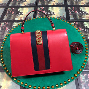 Gucci GG Sylvie Leather Medium Top Handle Bag