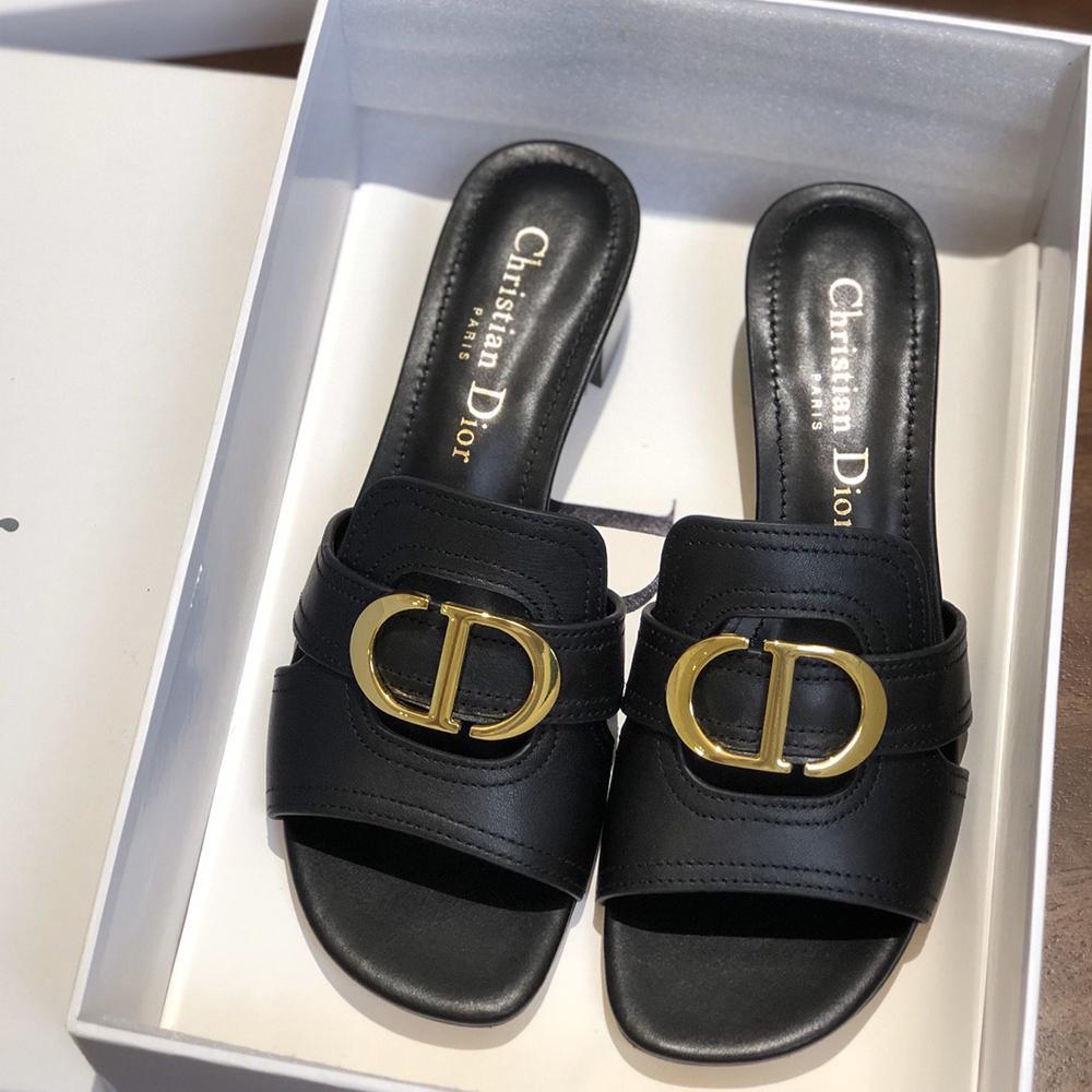 ◆Dior◆ 30 Montaigne Wedge Slide Black Calfskin サンダル 30 Montaigne Wedge Slide Black Calfskin | DIOR
