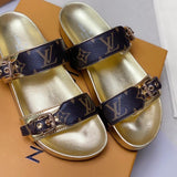 Louis Vuitton Gold Bom Dia Mule Slides