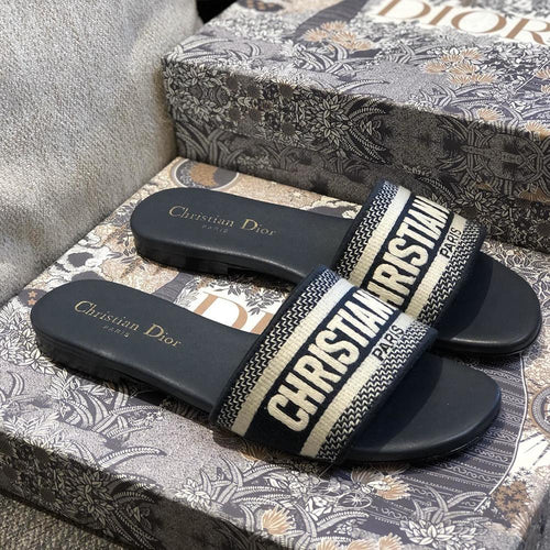 Dior Black Fabric Dway slides