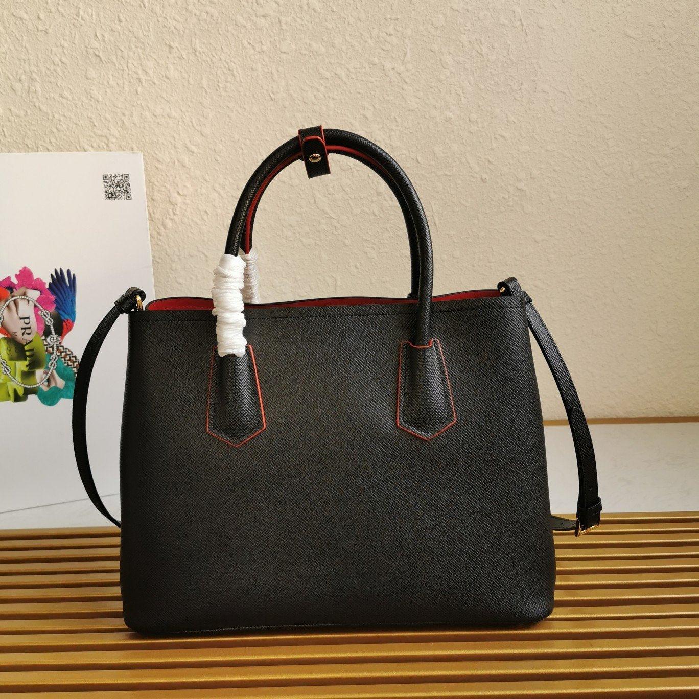 Shop PRADA Small Saffiano Leather Double Prada Bag