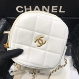 Chanel Runway white lambskin Leather Diamond Cut Bag Gold Chain