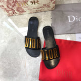 Dior revolution Flat Slides Black and Gold