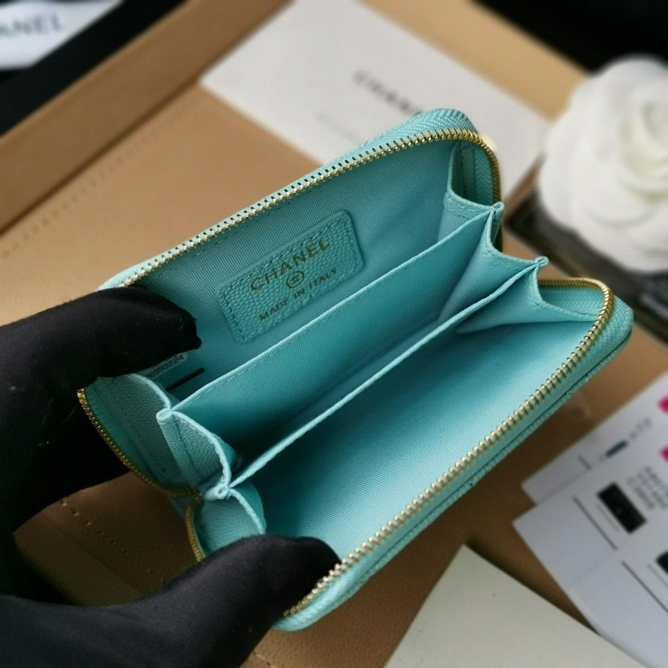 Chanel zip coin Wallet Tiffany blue