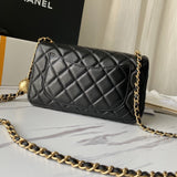 Chanel Flap Bag Lambskin Quilted Mini Rectangular Flap black