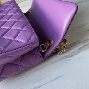 Flap Bag Lambskin Quilted Mini Rectangular Flap Purple