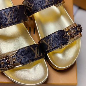 Louis Vuitton Gold Bom Dia Mule Slides