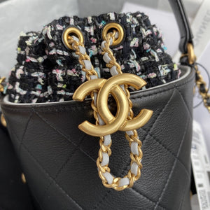 Chanel 2020 Tweed Soul Bucket Bag Black
