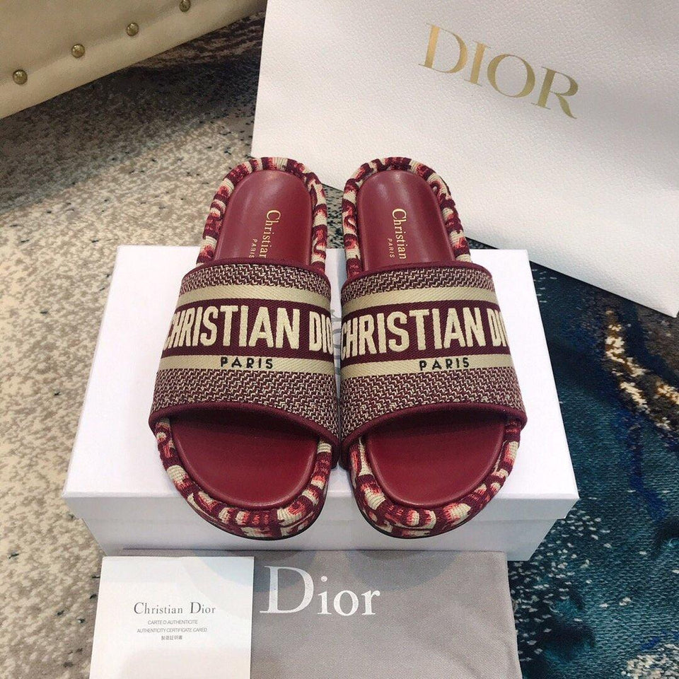 DIOR Dway Embroidered Denim Wedge Sandals