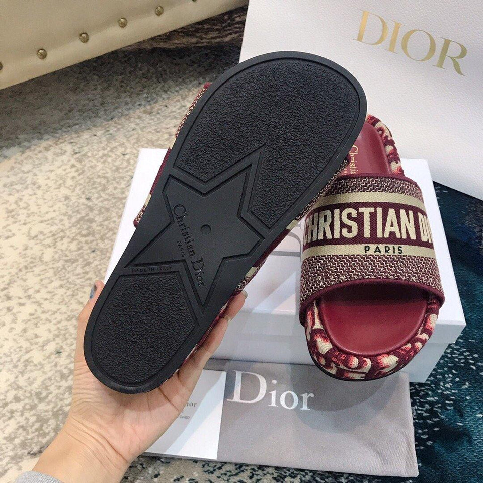 DIOR Dway Embroidered Denim Wedge Sandals