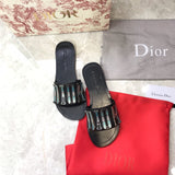 Dior Black Leather Diorevolution Flat Slides 
