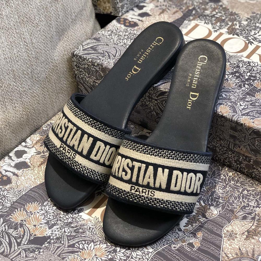 Dior Black christian Fabric Dway slides