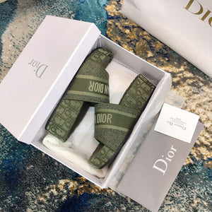 DIOR Dway Embroidered Denim Wedge Sandals