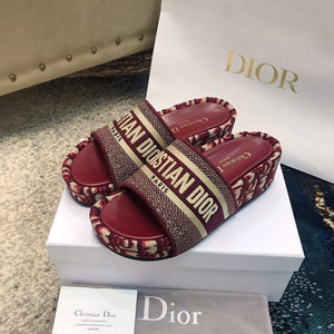 DIOR Dway Embroidered Denim Wedge Sandals