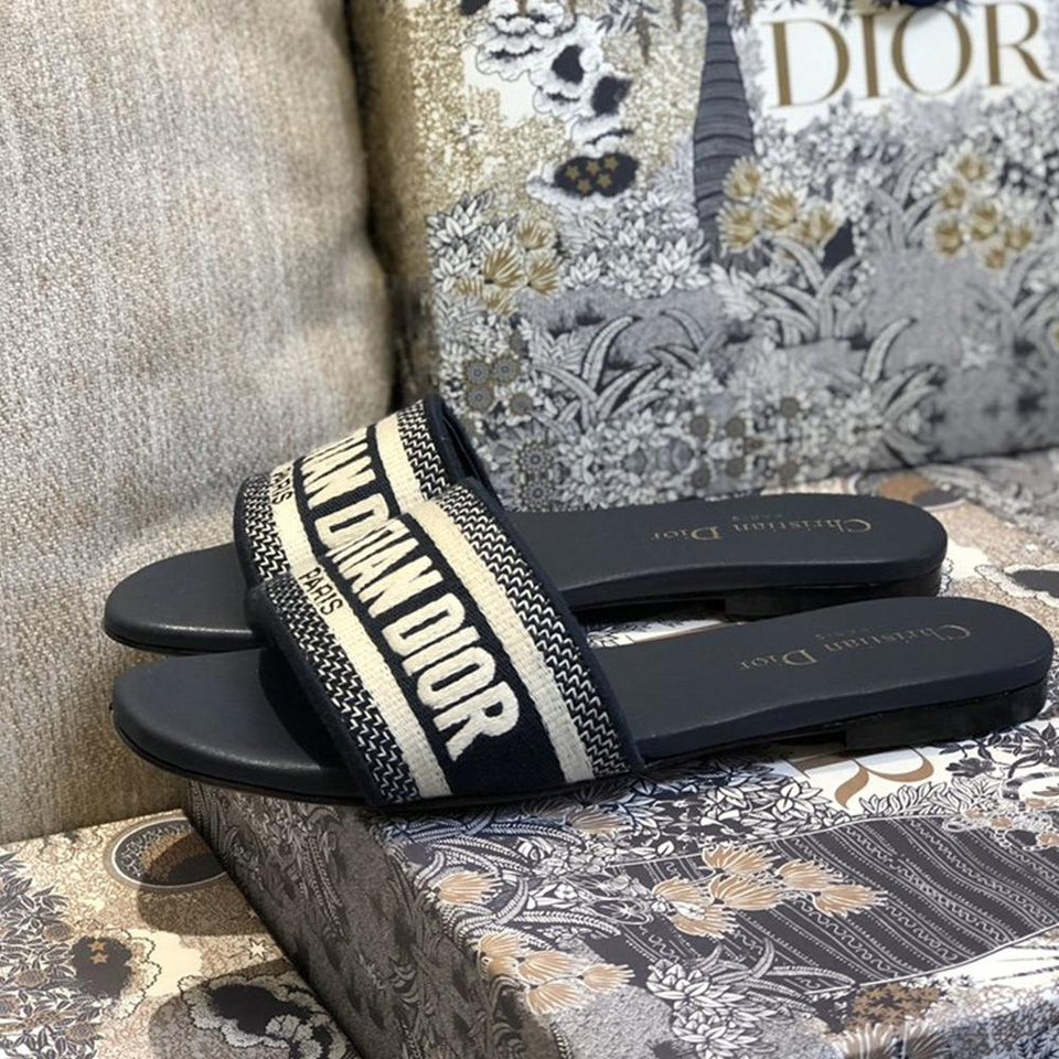 Dior Black christian Fabric Dway slides