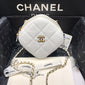 Chanel Runway white lambskin Leather Diamond Cut Bag Gold Chain