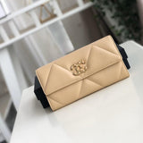 Chanel 19 Quilted Flap Wallet Long Goatskin