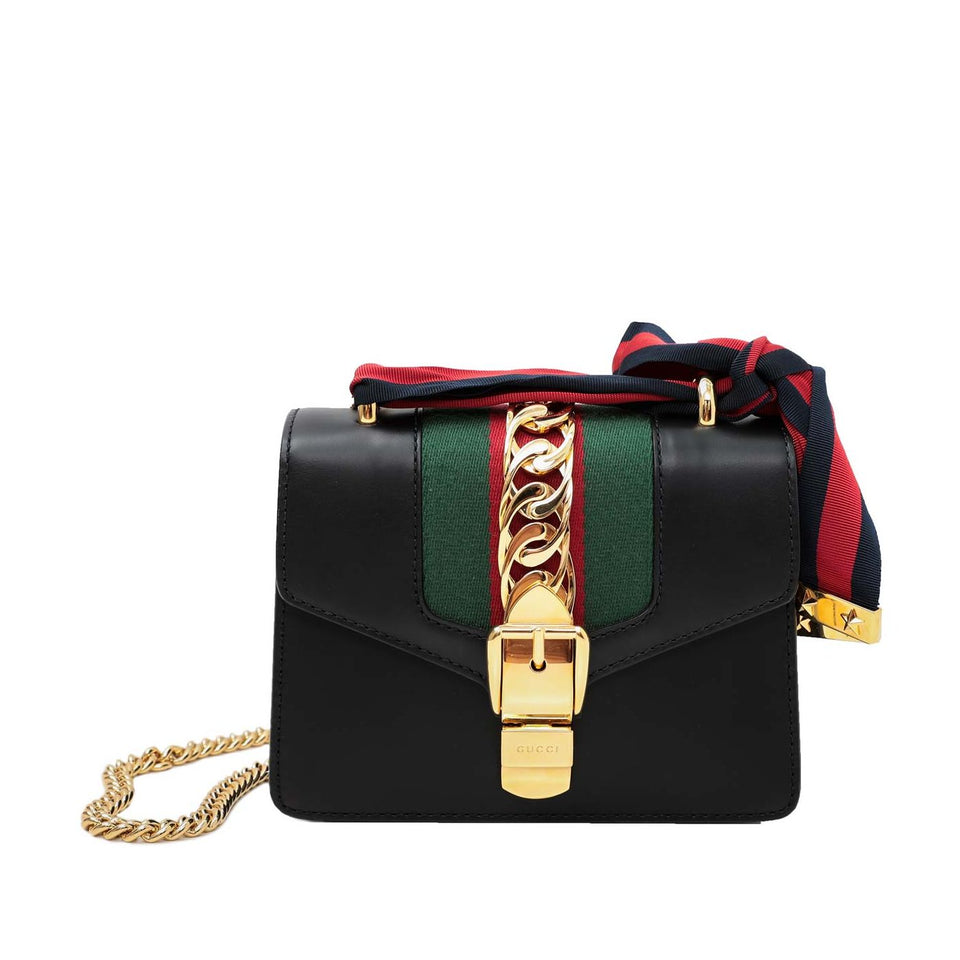 Gucci Sylvie leather mini chain bag Black