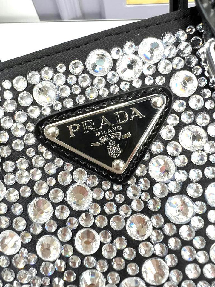 Prada Satin Tote Bag with Crystals