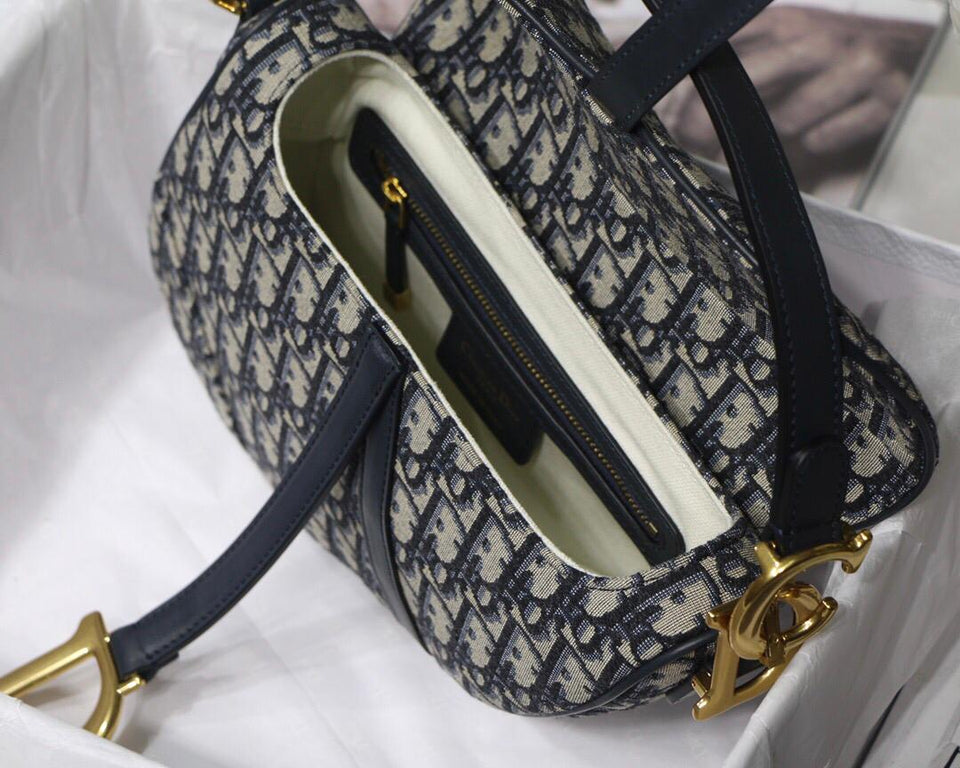 Dior medium Saddle bag with Strap blue oblique