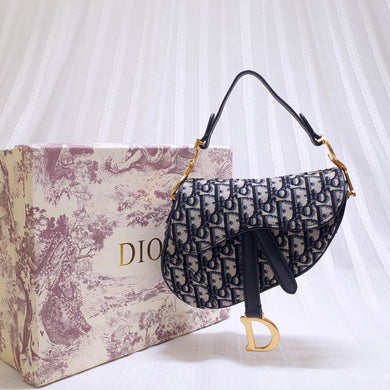 Dior Mini Saddle Bag Blue Oblique Jacquard